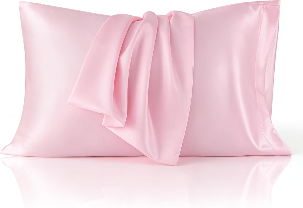 Bedsure King Size Satin Pillowcase Set - Pink Silky Pillow Cases for Hair & Skin | 20x36 Inches, 2-Pack