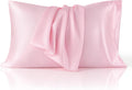 Bedsure King Size Satin Pillowcase Set - Pink Silky Pillow Cases for Hair & Skin | 20x36 Inches, 2-Pack