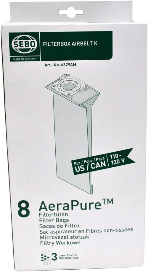 Sebo K Series Vacuum Cleaner Bags (Pack of 8) 6629ER (Genuine)
