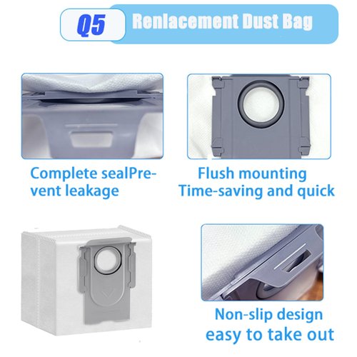 20 Packs Q8 Q7 Q5 Bag Replacement for roborock Q5 Q5+ Q7 Q7+ Q7 Max Q7 Max+ Q8 Max+ S7 MaxV Ultra S8+ S8 Pro Ultra Robot Vacuum Cleaner,Q5 bags:3L Large Capacity Disposable Bag Replacement