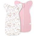 ANYEDDE Newborn Swaddle Sleep Bag - 2-Pack Arms Up Design, Removable Cuffs, Pink Bunny, 0-3 Months