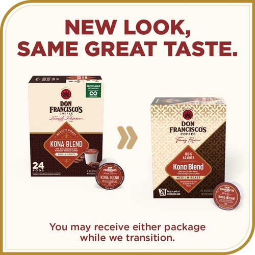 Don Francisco's Kona Blend Coffee Pods - Medium Roast, 24 Count, Compatible with Keurig Brewers