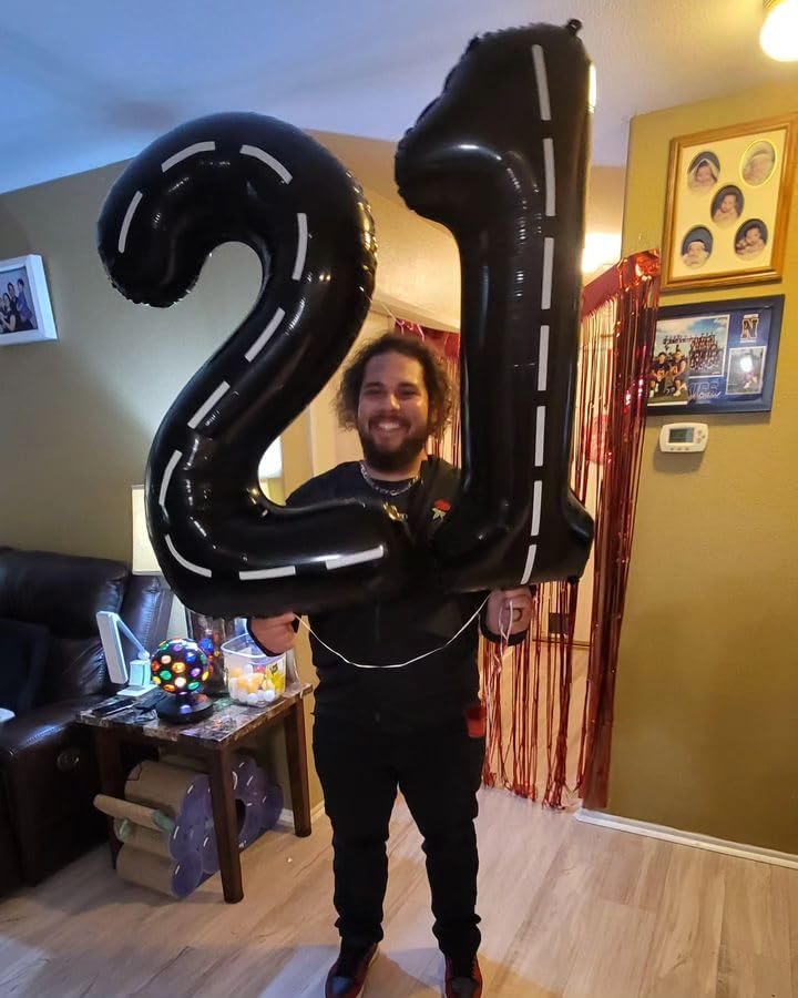 Race Car 6 Balloon - 40 Inch Black Number Balloon for 6th Birthday Party Decorations