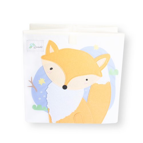 Queebi Fox Storage Cube- Organizer for Nursery, Playroom, Bedroom, Closet. Foldable Box 13x13x13 inches. Children's Toy Box, Diaper Caddy, Clothing Basket, Book Bin, Baby Essentials & Kids Gift