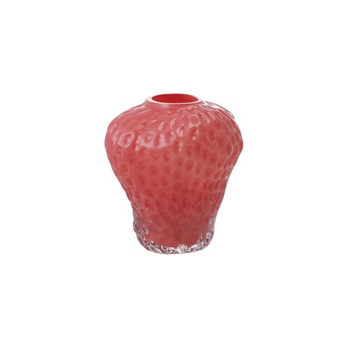 Creative Co-Op Round Glass Strawberry Shaped Vase, Pink