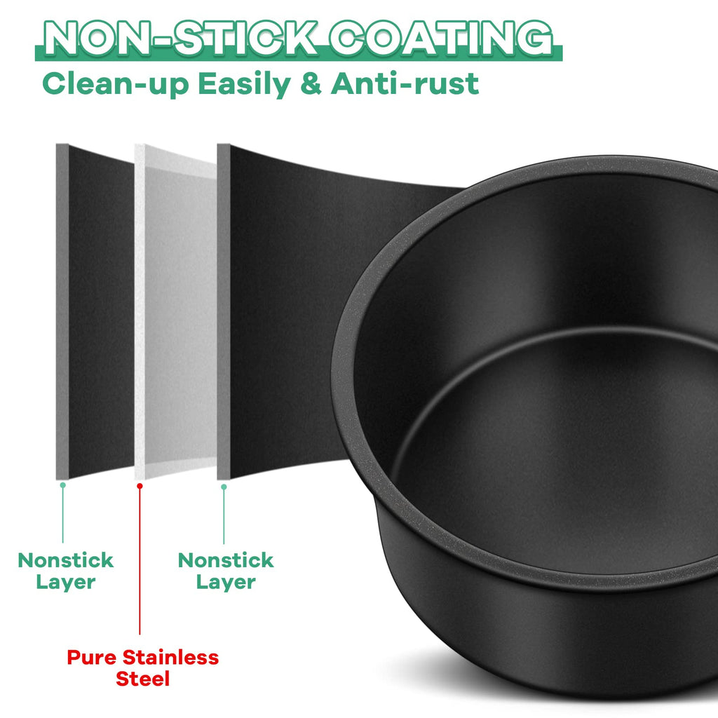 TeamFar 4 Inch Cake Pan, Mini Round Baking Layer Cake Pan Set of 4, with Non-Stick Coating Stainless Steel Core for Birthday, Party, Wedding, Healthy & Heatproof, Release Easily & Easy Clean