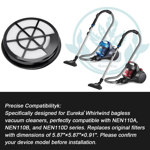 2-Pack NEN110A Vacuum Filter Replacement for Eureka Whirlwind Bagless Canister Vacuum Cleaner - Compatible with NEN110A/NEN110B/NEN110D Models, Includes Inlet Frame & Sponge Filter (Part #NEN0101)