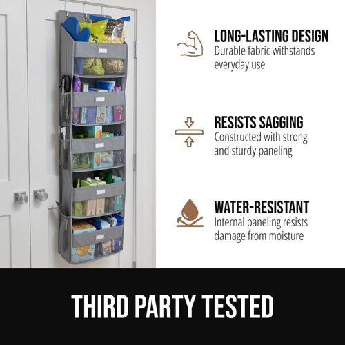 GORILLA GRIP Over The Door Organizer - 5 Deep Hanging Shelves, Holds 50lbs | Gray, 58x15 Inches
