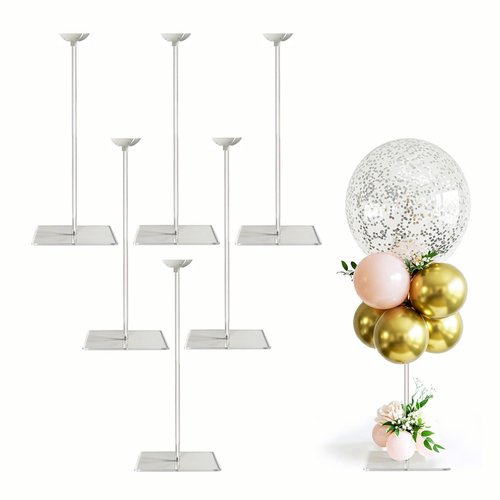 lightsfever Reusable Acrylic Balloon Stand Kit – Heavy Duty Tabletop Display with Sticks and Base, Ballon Stands for Centerpieces, Centerpiece Table Decorations for Parties (6 Pack 16 inch)