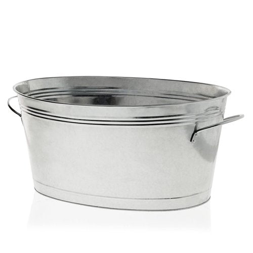 True Galvanized Tub, Large Ice Buckets for Parties, Beverage Cooler for Beer, Wine, Soda, Bottled Water, Rustic Beverage Tub, Drink Bucket for Indoor & Outdoor Party, 6.3 Gal (23.8 Liters), Set of 1