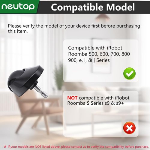 Neutop Replacement Part Caster Front Wheel Compatible with All iRobot Roomba 500, 600, 700, 800, 900, e, i, & j Series Robot Vacuum and Mop, 2-Pack.