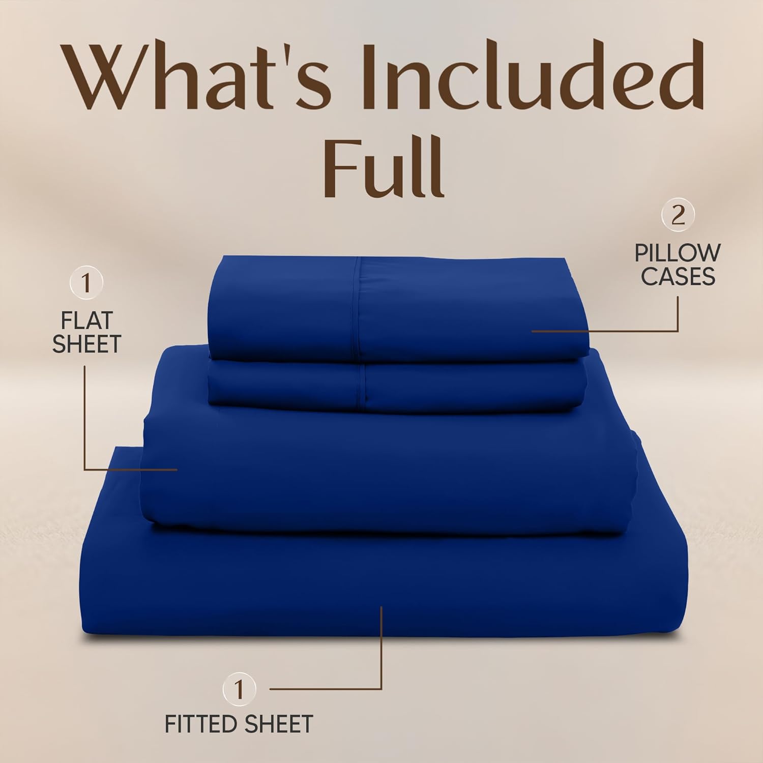 Utopia Bedding Full Size Sheet Set - Soft, Breathable Microfiber | 4-Piece Royal Blue Bedding Set