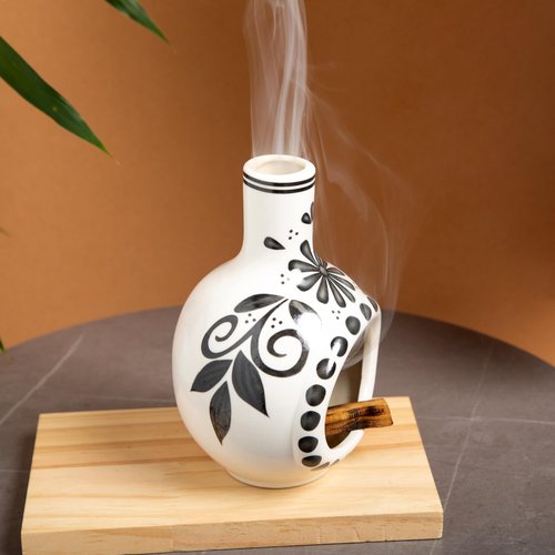 MOUGIGI Handcrafted Palo Santo Holder Ceramic Incense Burner - Compact Size for Meditation Space - Burn Palo Santo Sticks and Cones Safely - Sage Aromatherapy Decor
