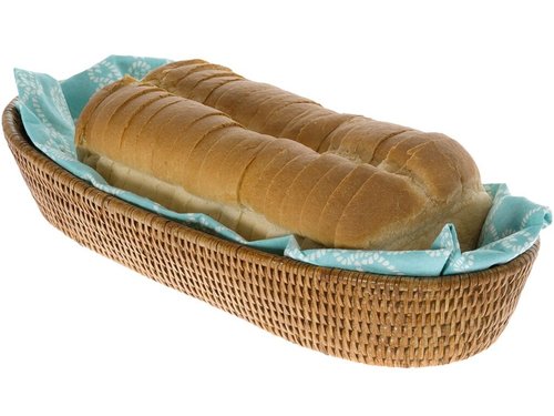 KOUBOO La Jolla Bread Basket | Woven Rattan Basket for Bread, Fruit, & Kitchen Storage | Boho Decor, Food Baskets, Snack Tray, Home Organizer, Honey Brown, Large
