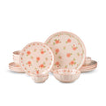 FANGJING 16-Piece Dinnerware Set for 4, Ceramic Plates and Bowls Sets, Microwave & Dishwasher Safe Dish Sets for Daily Use & Gifting, with Spring Peach Blossom Pattern