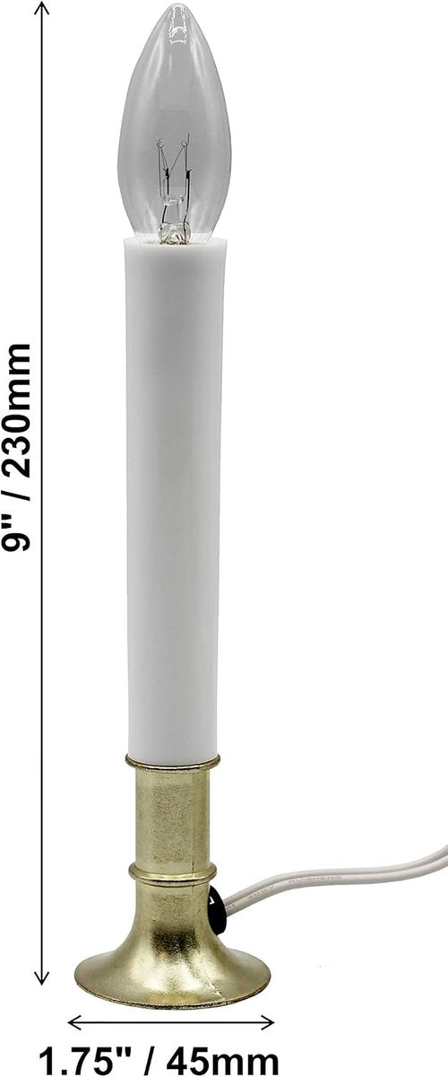 Creative Hobbies® Electric Window Candle Set - Pack of 6 with On/Off Switch & Brass Plated Base