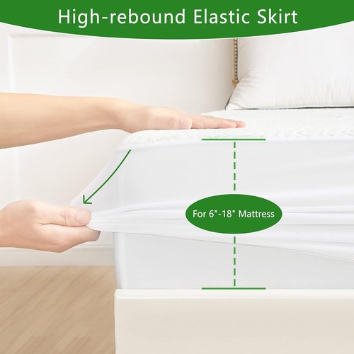 GOONIK Queen Mattress Protector - Breathable Bamboo Viscose Waterproof Pad Cover | Fits 6-18 Inch Deep Mattresses