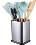 RedCall Stainless Steel Kitchen Utensil Holder - Modern Rectangular Organizer for Countertop | Large Silver Caddy