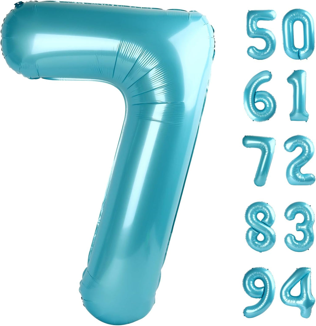Pearlescent Blue Number 7 Balloon - 40 Inch Birthday Decoration for Kids & Adults