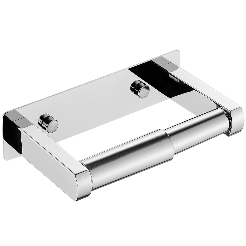 Pokim Polished Chrome Toilet Paper Holder,Self Adhesive or Screw Wall Mount Toilet Roll Holder Stainless Steel Double Post Tissue Holder for Bathroom,Commercial Toilet Paper Dispenser