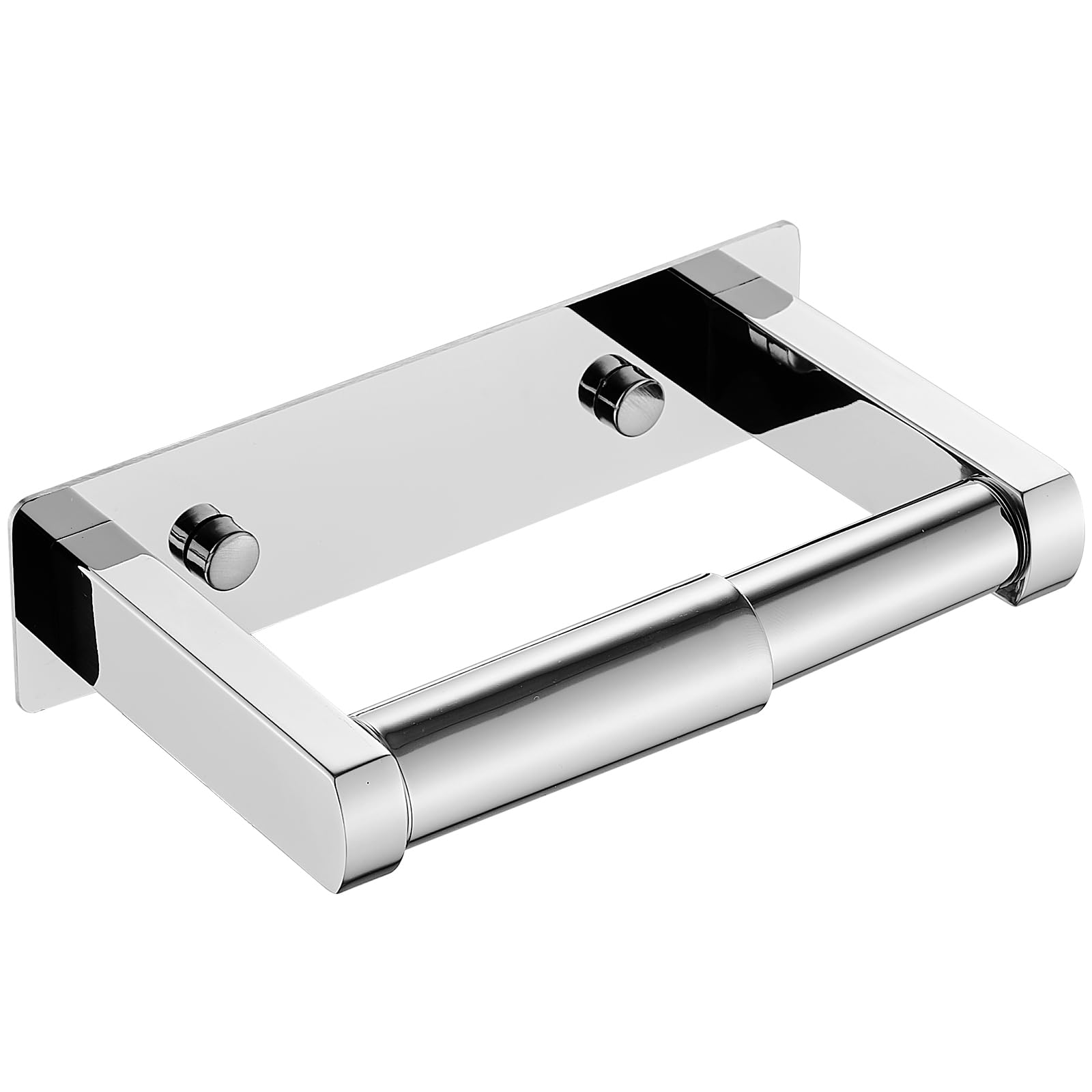 Pokim Polished Chrome Toilet Paper Holder,Self Adhesive or Screw Wall Mount Toilet Roll Holder Stainless Steel Double Post Tissue Holder for Bathroom,Commercial Toilet Paper Dispenser