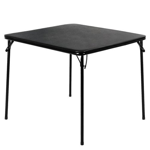 VECELO 34'' Folding Card Table with Black PU Padded Tabletop, Portable Multifunctional for Indoor/Outdoor, Home, Parties, Picnics, Games