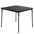 VECELO 34'' Folding Card Table with Black PU Padded Tabletop, Portable Multifunctional for Indoor/Outdoor, Home, Parties, Picnics, Games
