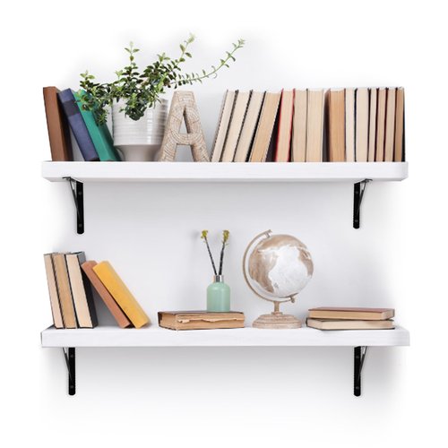 Hiceeden 12 Pack Heavy Duty Shelf Brackets, 8 in x 5 in Wall Mount Steel L Shelf Bracket, Angle Brackets for Floating Shelves, Black Metal Powder-Coated