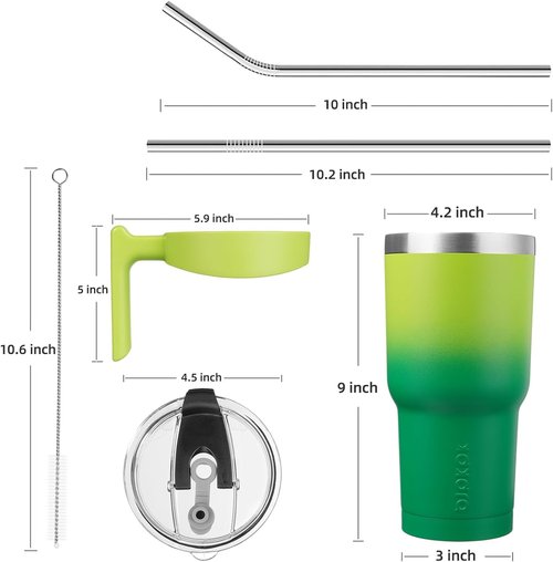 BJPKPK 40 oz Insulated Tumbler - Stainless Steel Travel Mug With Handle & Straw | Bamboo Grove