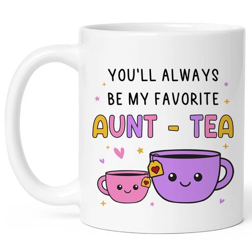 FUNITZ Gifts For Aunt, Auntie My Favorite Aunt-tea Gift, Funny Best Aunty Mug - Perfect Birthday, Christmas Gifts For Auntie From Niece, Nephew