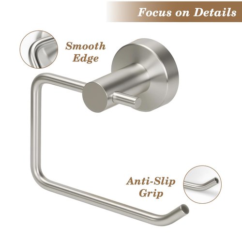 Aneder Brushed Silver Toilet Paper Holder, Stainless Steel Toilet Roll Holder Wall Mounted with Drill Installation, Fingerprint-Resistant & Rustproof Bathroom Tissue Holder