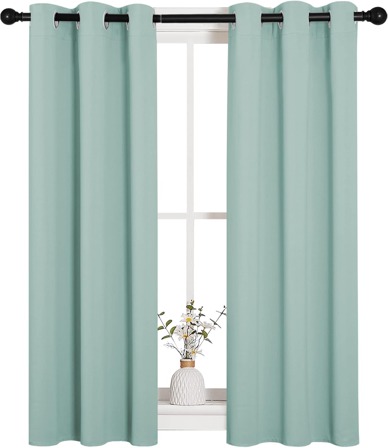 NICETOWN Thermal Insulated Blackout Curtains - Room Darkening Grommet Drapes, Aqua Blue, Set of 2 (29x45 inches)