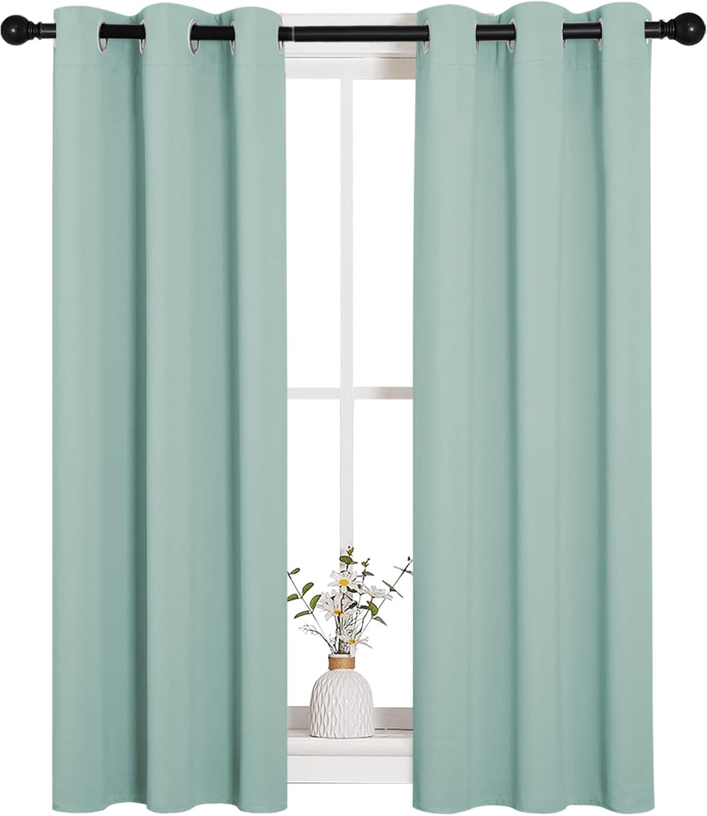 NICETOWN Thermal Insulated Blackout Curtains - Aqua Blue Room Darkening Drapes, Set of 2, 29x40 Inches