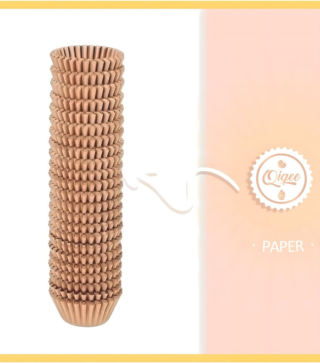 Qiqee 1000 Count Mini Cupcake Liners - Natural Food Grade Baking Cups | No Smell, Small Size
