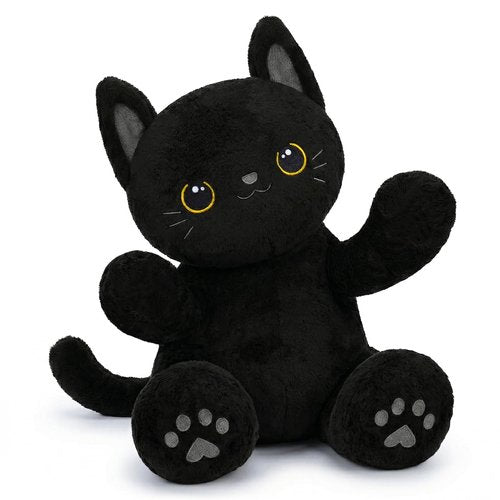 BRICHOEE Weighted Stuffed Animals, 5lbs Black Cat Plush Calming Weighted Black Cat Stuffed Animals, Cute Plush Toy Sensory Plushie Pillow Birthday Gifts for Adults Baby Kids Boys Girls