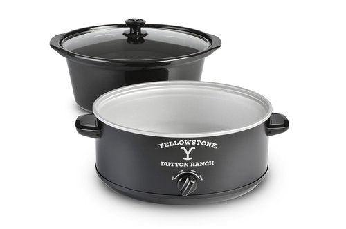 Yellowstone 7-Quart Slow Cooker by Select Brands - Food Warmer with Manual Heat Control & Removable Stoneware - Slow Cooker for Rice, Dips, Parties & More