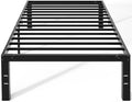 OLIXIS Metal Twin Bed Frame - 14in High with Storage Space, No Box Spring Needed with Sturdy Steel Slat Support, 800LBS Heavy Duty for Easy Assembly, Black for Bedroom