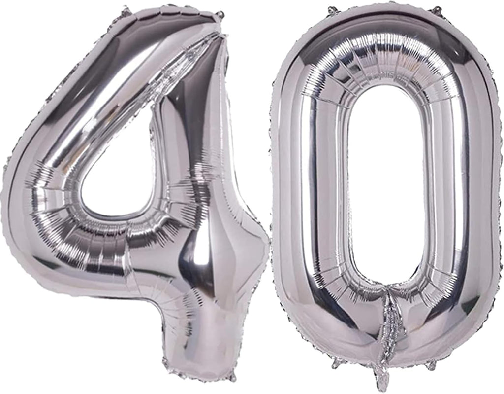 Silver Giant Jumbo Number 40 Balloons by [Brand Name] - Helium Foil for 40th Birthday Celebrations