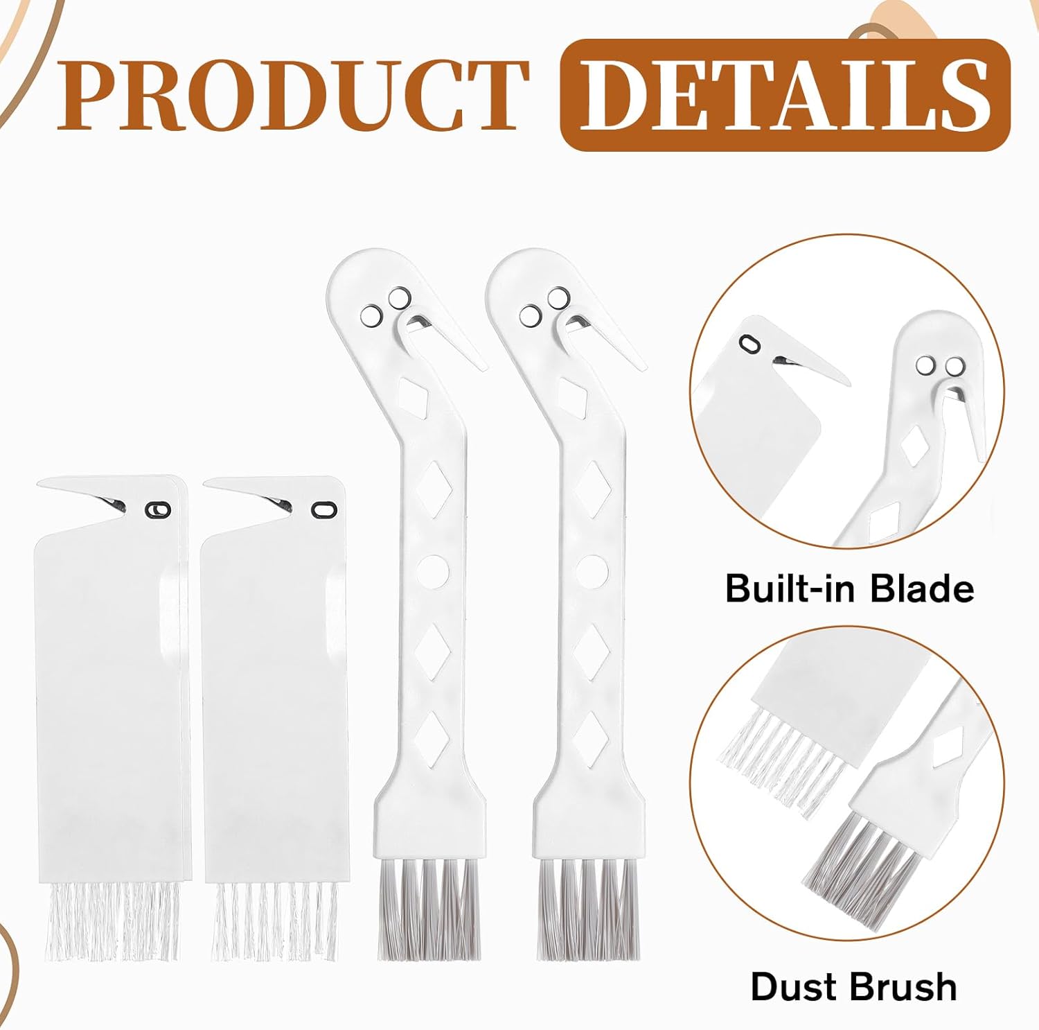 Skiennix Handheld Vacuum Brush Cleaner - 2-in-1 Universal Roller Tool for Robot Vacuums | White - 4 PCS Set