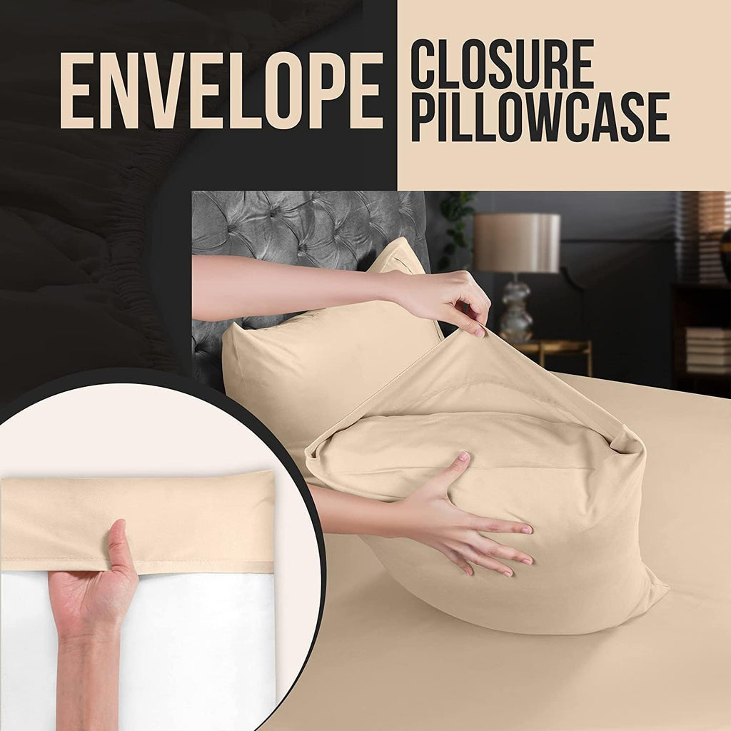 Utopia Bedding Standard Pillow Cases - 4 Pack Soft Brushed Microfiber - Fade Resistant 20 x 26 Inches | Beige