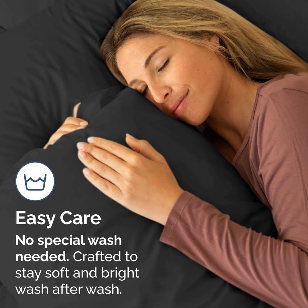 Skiennix Standard Pillow Cases Set of 4 | Ultra Soft Hotel Quality Covers - Machine Washable Black