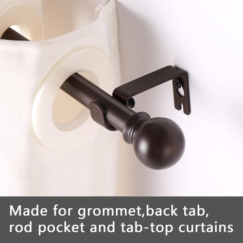 GXOACKJ Heavy Duty Metal Curtain Rod Set - 2 Pack Brown, Adjustable 28 to 78 Inch with Brackets