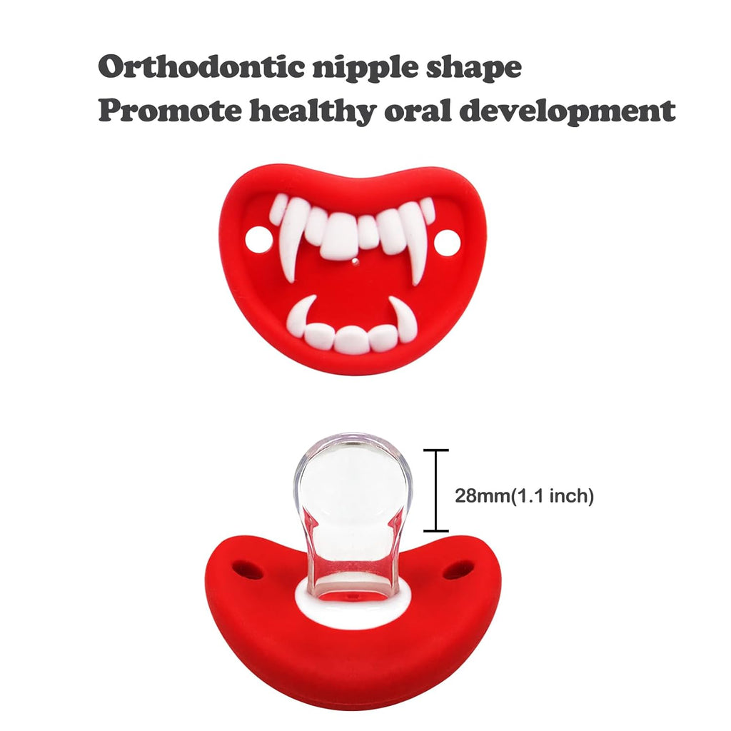 ROBBEAR Baby Pacifier - Cute Mustache & Vampire Skull Design | BPA-Free Silicone for Infants 0-36 Months