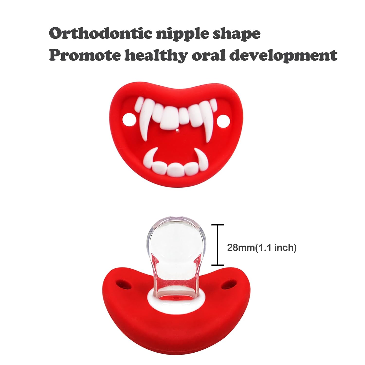 ROBBEAR Baby Pacifier - Cute Mustache & Vampire Skull Design | BPA-Free Silicone for Infants 0-36 Months