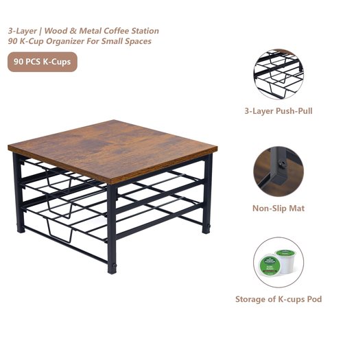 SPEDAY 3 Tier Coffee Capsule Storage Drawer,Coffee Pod Holder for K Cups,90 Capacity Coffee Capsule Storage Organizer Holder,Office or Home Kitchen Counter Organizer