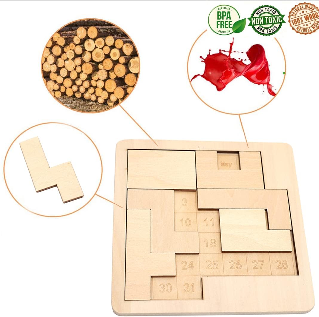 Skiennix Daily Calendar Puzzle - Challenging Wooden Puzzle for Adults | Perfect Easter & Christmas Gift