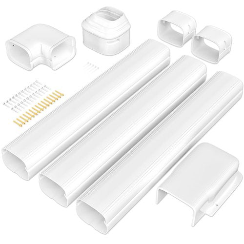 Cestluck 4 Inch Mini Split Line Set Cover 11 Ft, PVC & PP Line Cover Set Universal for Mini Split AC & Central AC, Line Set Cover for Heat Pump System