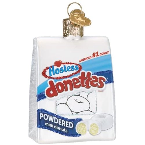 Old World Christmas Hostess Donettes Glass Blown Ornament for Christmas Tree, Handcrafted Holiday Decoration, Classic Dessert Collection