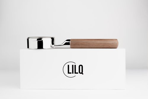 LILQ 58mm Bottomless Naked 2 Ears Lay Flat Portafilter Compatible with E61 Grouphead Machines– Includes 18–20g Basket - (Walnut, 58mm For E61)