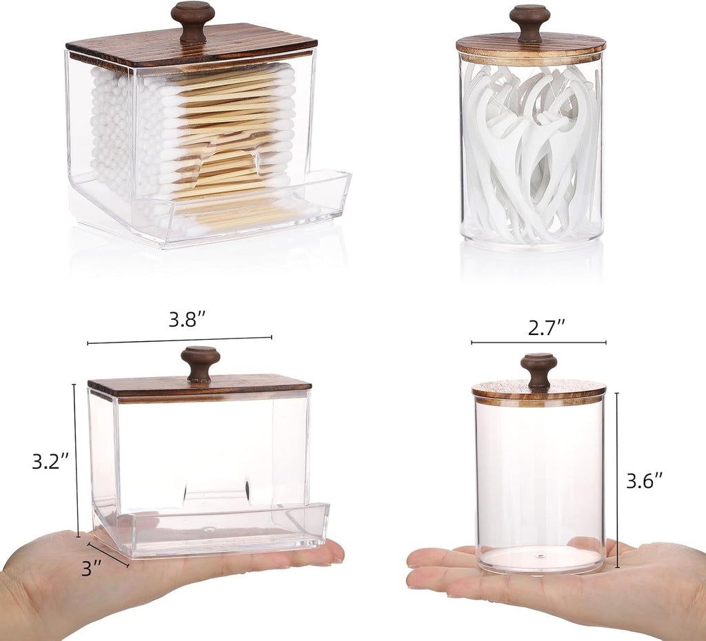 Tbestmax Qtips Holder - Clear Plastic Apothecary Jar Organizer for Cotton Swabs | 10oz Capacity